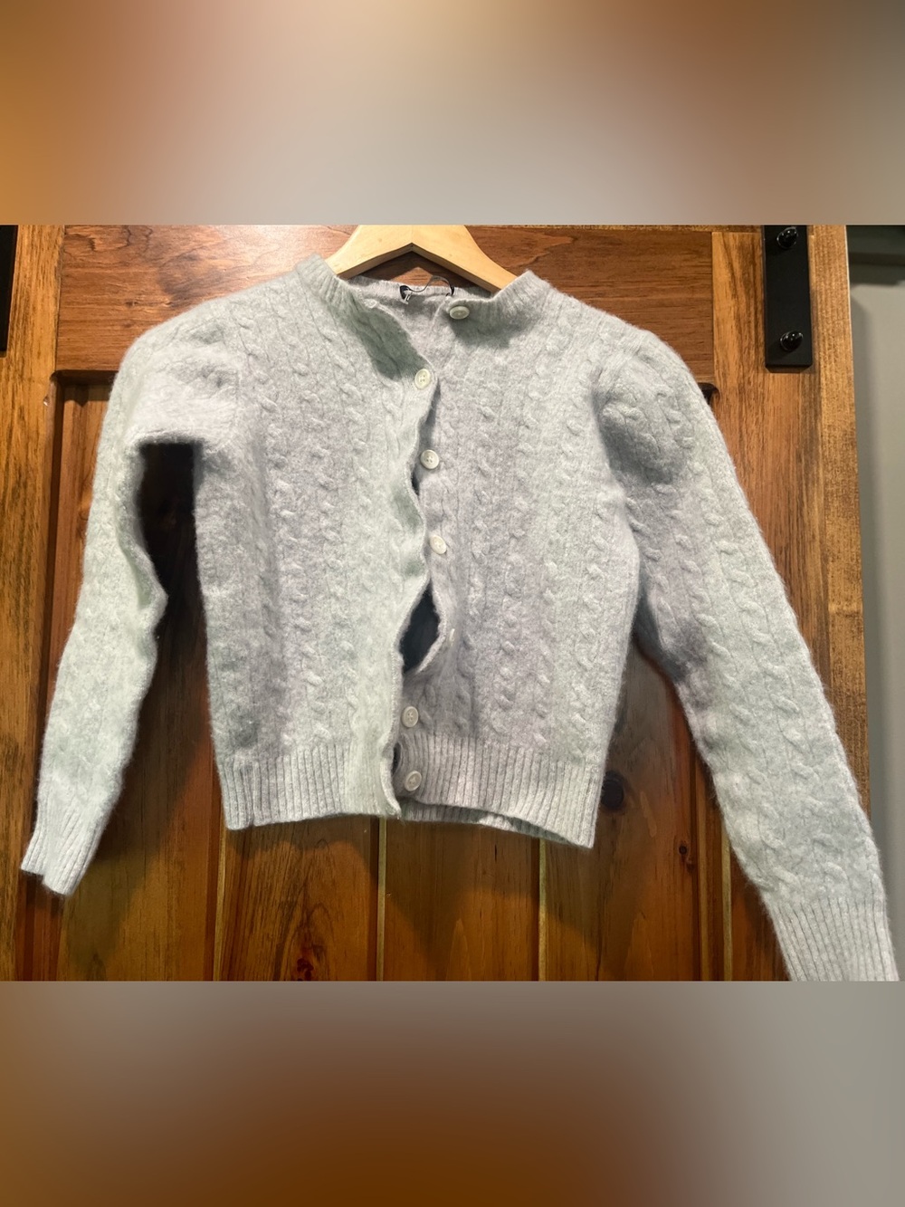 Brandy Melville Light Gray Cable Knit Kids Wool Cardigan